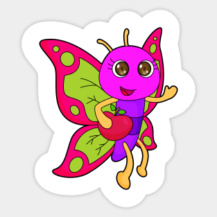 Butterfly Apple Fruit Sticker